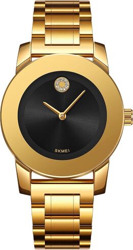 Gosasa Elegant Unisex Stainless Steel Waterproof Quartz Watch with Diamond Accents - Minimalist Luxury Business Casual Wrist Watch for Men and Women in Saudi Arabia