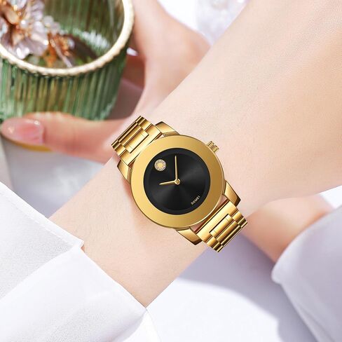 Gosasa Elegant Unisex Stainless Steel Waterproof Quartz Watch with Diamond Accents - Minimalist Luxury Business Casual Wrist Watch for Men and Women in Saudi Arabia