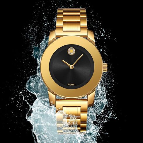 Gosasa Elegant Unisex Stainless Steel Waterproof Quartz Watch with Diamond Accents - Minimalist Luxury Business Casual Wrist Watch for Men and Women in Saudi Arabia