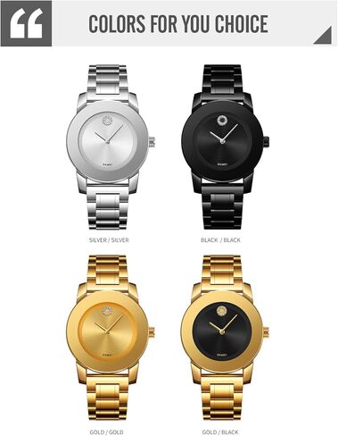 Gosasa Elegant Unisex Stainless Steel Waterproof Quartz Watch with Diamond Accents - Minimalist Luxury Business Casual Wrist Watch for Men and Women in Saudi Arabia