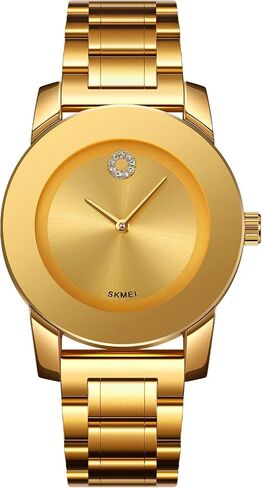 Gosasa Elegant Unisex Stainless Steel Waterproof Quartz Watch with Diamond Accents - Minimalist Luxury Business Casual Wrist Watch for Men and Women in Saudi Arabia