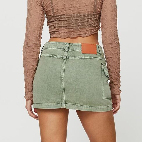 NUFIWI Women Y2K LOW WEAIST DENIM MINI VIRTTS BUNTER DOWN BODYCON PENCIL in Kuwait