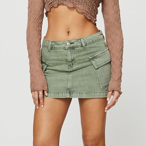 NUFIWI Women Y2K LOW WEAIST DENIM MINI VIRTTS BUNTER DOWN BODYCON PENCIL in Kuwait