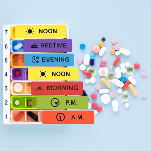 Medicine Stickers Medication Instruction Label Permanent Paper Label AM NOON PM Bedtime for Pill case Planner 0.4 * 1.6inch (500 per Roll 4 Pack) in Kuwait