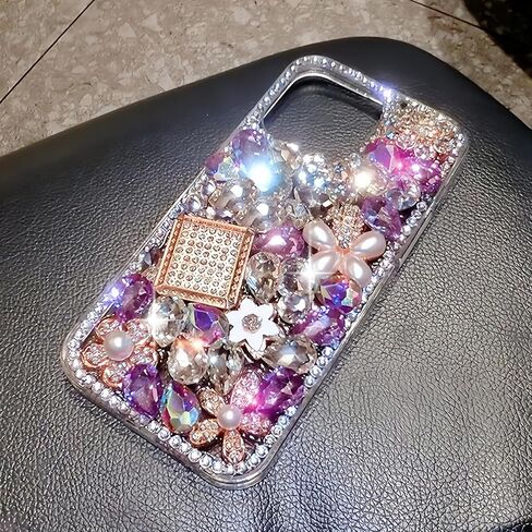 Compatible with iPhone 17 Pro Max Case Luxury Cute Bling Design Rhinestone Diamond Glitter Sparkle Girly Protective Phone Cover Case for Women Girl Purple in Kuwait