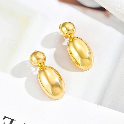 Gold Teardrop Clip On Earrings for Women Vintage Chunky Gold Puffy Tear Drop Statement Earring Fashion Non Pierced Hip Hop Jewelry 70s 80s Accessories in Saudi Arabia