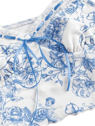 Floerns Women's 2 Piece Outfit Floral Print Tie Front Cami Top with Skirt Set in Saudi Arabia