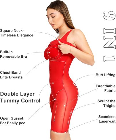 Popilush Shapewear Dress Workwear Built in Shapewear Dress Square Neck Sleeveless Dress 3D HIPS Offer in Saudi Arabia