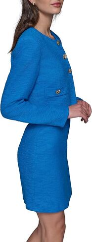 Karl Lagerfeld Paris Women's Tweed Solid Scoop Neck Cropped Knit Blazer in Saudi Arabia