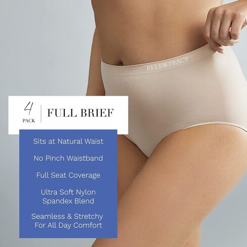 Ellen Tracy Women Full Branties Creadable Creadible Conflies 4-Pack-Pack Multipack (الحجم العادي وحجم زائد) in Kuwait