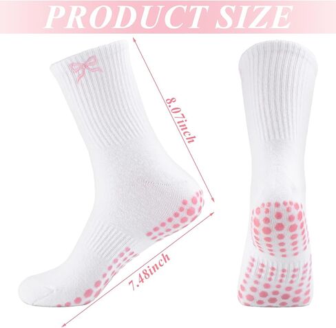 Jeyiour 5 Pairs Coquette Bow Socks for Women Pure Cotton Non Slip Pilate Grips Socks with Embroidered for Yoga Barre Ballet in Saudi Arabia