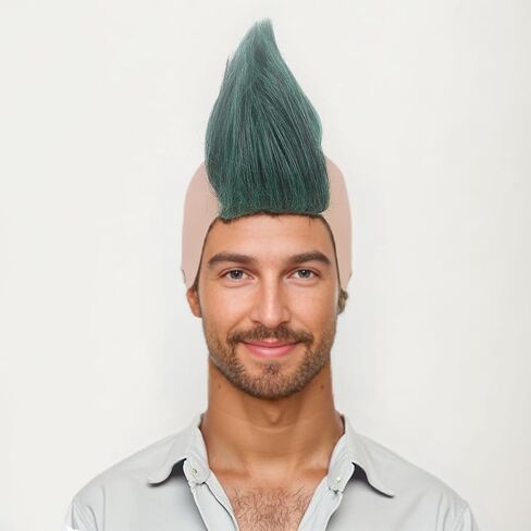 STfantasy Adult Men's Ombre Green Color Styles Mohawk Punk Rock Spiky Wig – Straight Spiked Halloween Fancy, Perfect for Festivals and Anime Parties in Kuwait