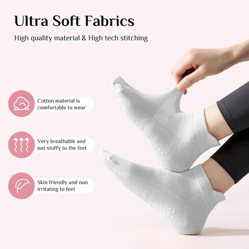 4 أزواج بيلاتيس الجوارب مع قبضة للنساء ، الجوارب الرياضية لليوغا غير المنقولة لبراري تجريب حافي القدمين in Kuwait