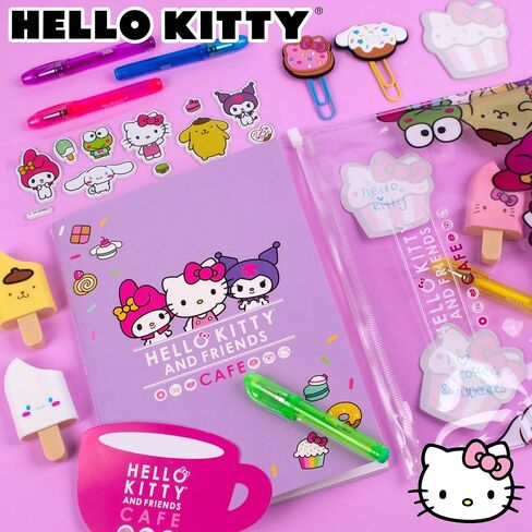 Hello Kitty & Friends Café Multi-Pen Set, 10 Hello Kitty Pens For Kawaii Notebook, Stamps, Erasers & More Sanrio Stationery, Fun Office Supplies, Cute School Supplies, Hello Kitty Merch in Saudi Arabia