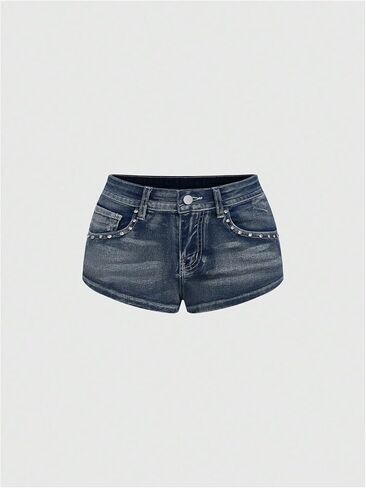 Soly Hux Women's Y2K Sparkly Jeans Geanny Mini Minim Shorts Music Music Festival Assival in Kuwait
