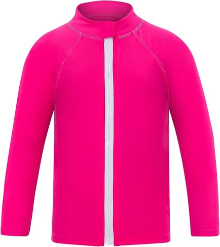 Rash Guard for Boys Long Sleeve Zipper Swim Shirt UPF 50+ Toddler Sun Water Suit in Kuwait