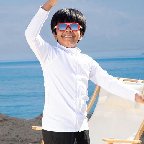 Rash Guard for Boys Long Sleeve Zipper Swim Shirt UPF 50+ Toddler Sun Water Suit in Kuwait