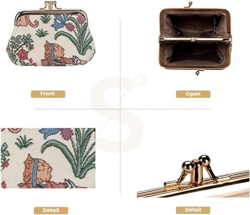 Signare Tapestry Double Pocket Change Pouch Kiss lock Coin Purse for Women With Garden Flower and Creatures (FRMP-ALICE) in Saudi Arabia