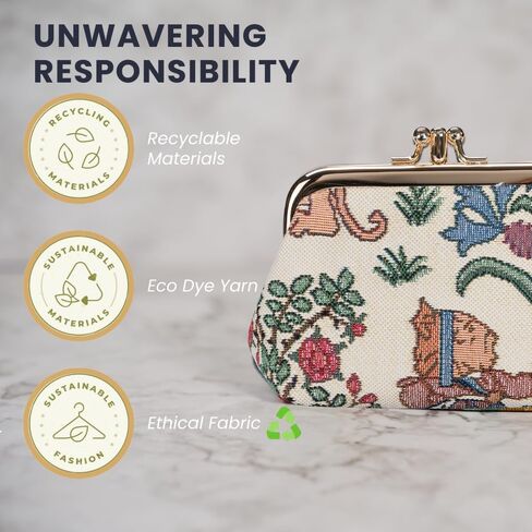 Signare Tapestry Double Pocket Change Pouch Kiss lock Coin Purse for Women With Garden Flower and Creatures (FRMP-ALICE) in Saudi Arabia