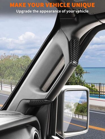 Savadicar Red Interior Accessories - A & B Pillar Grab Bar Handles Trim Set for 2018-2023 Jeep Wrangler JL JLU 4XE & Gladiator JT - Solid Color Interior Decor Upgrade Option, 8-Piece in Kuwait