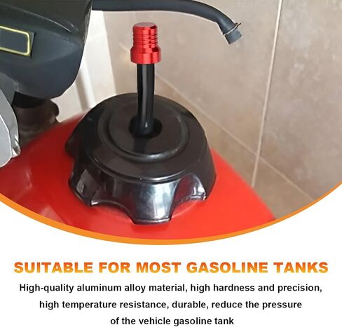 2 PCS Motorcycle Gas Caps Vent Hose, CNC Aluminum Gas Fuel Tank Caps Vent One-Way Valve Breather Hose, Universal Gas Tank Tube Hoses Breather Caps for ATV Off-Road Motorcycles (Red) in Saudi Arabia