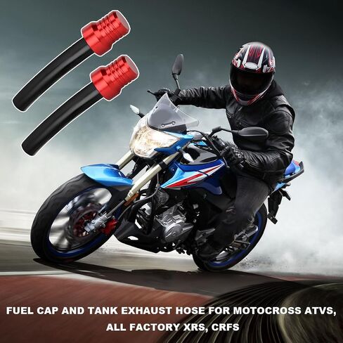 2 PCS Motorcycle Gas Caps Vent Hose, CNC Aluminum Gas Fuel Tank Caps Vent One-Way Valve Breather Hose, Universal Gas Tank Tube Hoses Breather Caps for ATV Off-Road Motorcycles (Red) in Saudi Arabia