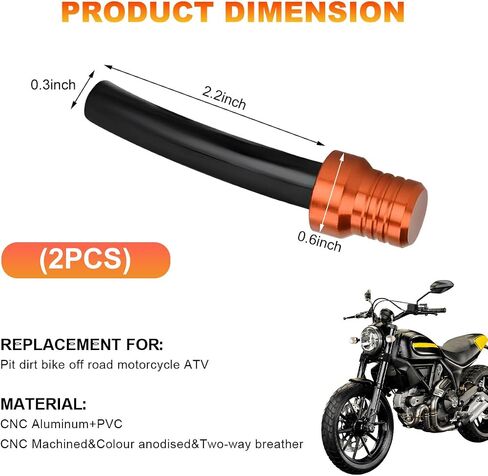 2 PCS Motorcycle Gas Caps Vent Hose, CNC Aluminum Gas Fuel Tank Caps Vent One-Way Valve Breather Hose, Universal Gas Tank Tube Hoses Breather Caps for ATV Off-Road Motorcycles (Red) in Saudi Arabia