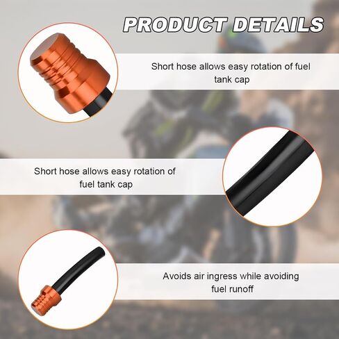 2 PCS Motorcycle Gas Caps Vent Hose, CNC Aluminum Gas Fuel Tank Caps Vent One-Way Valve Breather Hose, Universal Gas Tank Tube Hoses Breather Caps for ATV Off-Road Motorcycles (Red) in Saudi Arabia