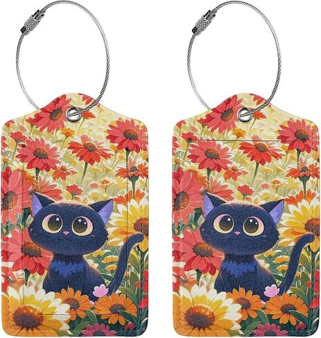 Luggage Tags for Suitcases Funny Leather Carnival Cruise Luggage Tags Cute Travel Name Tags for Cruise Ships Travel Essentials 2 Pack (Dinosaurs and Cats) in Kuwait