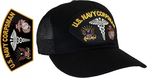 HAWKINS MILITARY MERCHANTS Navy Corpsman Hat Mesh Back Black + Free Sticker in Saudi Arabia