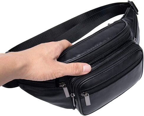 Hebetag Leather Fanny Pack Waist Bag for Men Women Travel Hiking Running Hip Bum Belt Slim Cell Phone Purse Wallet Pouch in Saudi Arabia