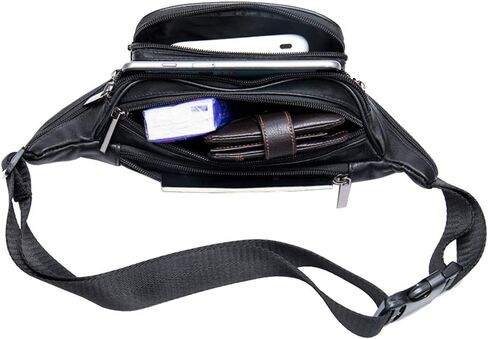 Hebetag Leather Fanny Pack Waist Bag for Men Women Travel Hiking Running Hip Bum Belt Slim Cell Phone Purse Wallet Pouch in Saudi Arabia