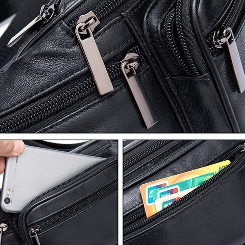 Hebetag Leather Fanny Pack Waist Bag for Men Women Travel Hiking Running Hip Bum Belt Slim Cell Phone Purse Wallet Pouch in Saudi Arabia