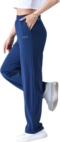Zoulee Women's Summer High Rise Drawstring-Waist Sweatpants Straight Pants in Kuwait