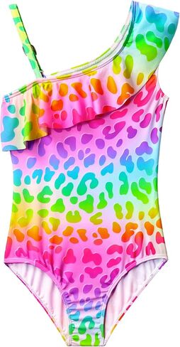 Girls Swimsuit One Piece Bathing Suit Kids Summer Hawaiian Surfing One Shoulder Ruffle Swimwear for 3-12 Years Old in Kuwait