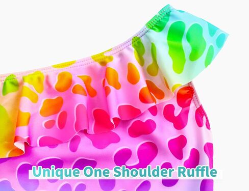 Girls Swimsuit One Piece Bathing Suit Kids Summer Hawaiian Surfing One Shoulder Ruffle Swimwear for 3-12 Years Old in Kuwait