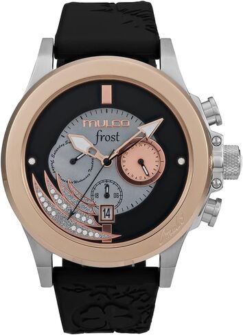 MULCO Watches for Women - Frost, Stainless Steel Case with Wrist Silicone Band, Quartz Multifunctional Movement, Large Face Analog Display, Crystals Stones,100m -Waterproof in Saudi Arabia