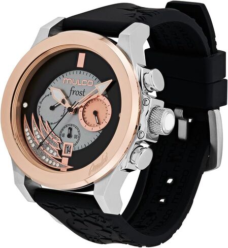 MULCO Watches for Women - Frost, Stainless Steel Case with Wrist Silicone Band, Quartz Multifunctional Movement, Large Face Analog Display, Crystals Stones,100m -Waterproof in Saudi Arabia