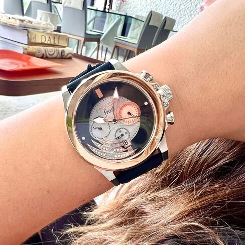 MULCO Watches for Women - Frost, Stainless Steel Case with Wrist Silicone Band, Quartz Multifunctional Movement, Large Face Analog Display, Crystals Stones,100m -Waterproof in Saudi Arabia