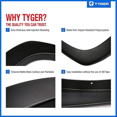 Tyger Auto Fender Flares Compatible with 2021-2024 Ford F-150, Smooth Textured Paintable Bolt-Riveted Style 4pc | TG-FF8F5018 in Kuwait