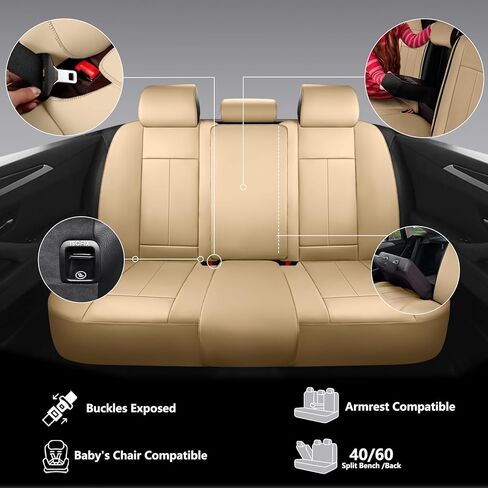 تغطية كاملة تغطية مقعد السيارة مجموعة كاملة ، أغطية مقاعد مقاومة للماء للسيارات ، شاحنة بيك آب سيارات الدفع الرباعي ، وسادة مقعد السيارة ، واقي مقعد السيارة ، وغطاء مقعد بيج مع 5 مقاعد in Kuwait