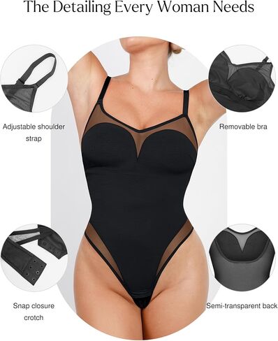 Popilush The Shapewear Bodysuit for Tummy Control Mesh Bodysuits with Build in Bra 2024 Summer Tank Top in Saudi Arabia