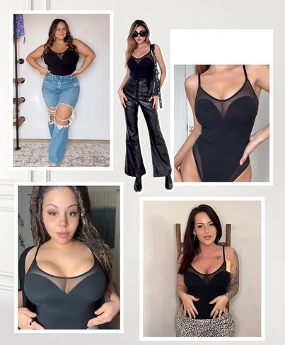 Popilush The Shapewear Bodysuit for Tummy Control Mesh Bodysuits with Build in Bra 2024 Summer Tank Top in Saudi Arabia