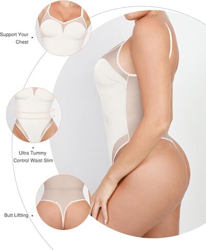 Popilush The Shapewear Bodysuit for Tummy Control Mesh Bodysuits with Build in Bra 2024 Summer Tank Top in Saudi Arabia