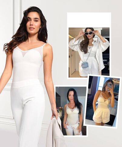 Popilush The Shapewear Bodysuit for Tummy Control Mesh Bodysuits with Build in Bra 2024 Summer Tank Top in Saudi Arabia