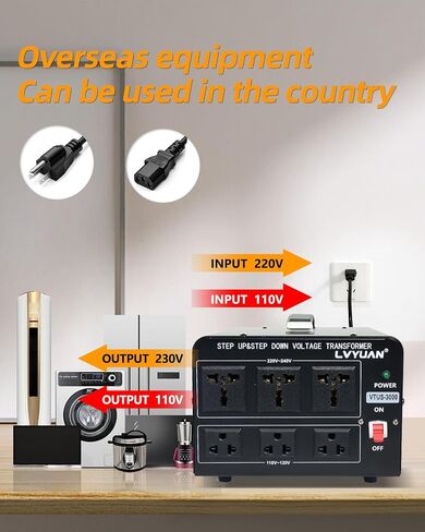 LVYUAN Voltage Transformer Converter 500 Watt Step Up/Down Convert from 110-120 Volt to 220-240 Volt and from 220-240 Volt to 110-120 Volt with US Outlet, Universal Outlet, Circuit Breaker in Saudi Arabia