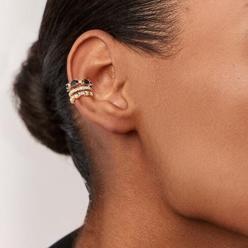 MEVECCO Ear Cuffs Non Piercing For Women 18K Gold Plated CZ Ear Cuff Earring Clip on Cartilage Fake Hoop Earrings Stack Jewelry Gifts in Kuwait