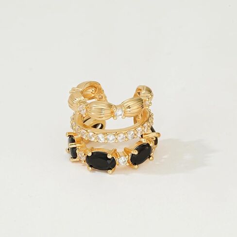 MEVECCO Ear Cuffs Non Piercing For Women 18K Gold Plated CZ Ear Cuff Earring Clip on Cartilage Fake Hoop Earrings Stack Jewelry Gifts in Kuwait