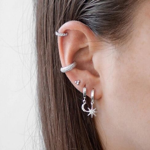 أصفاد الأذن الزركونيا الفوار Zirconia غير الثقب S925 الفضة الاسترليني للنساء الفتيات CZ CZ CRYSTAL in Kuwait