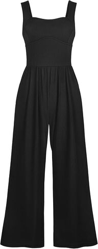 Cestyle Women's Dressy Jumpsuits With Pockets Casual Sleevesless Wide Leg Romper One Piece Travel Outfits in Kuwait